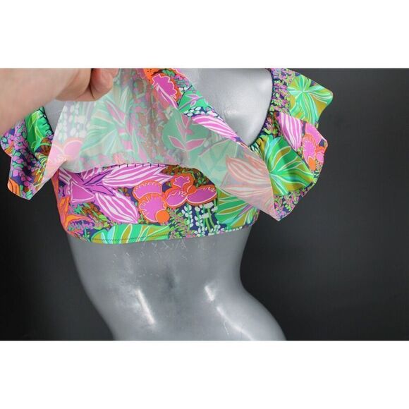 Trina Turk Swimsuit Bikini Top Bra size 10 Tropical Escape Ruffle - Picture 6 of 8